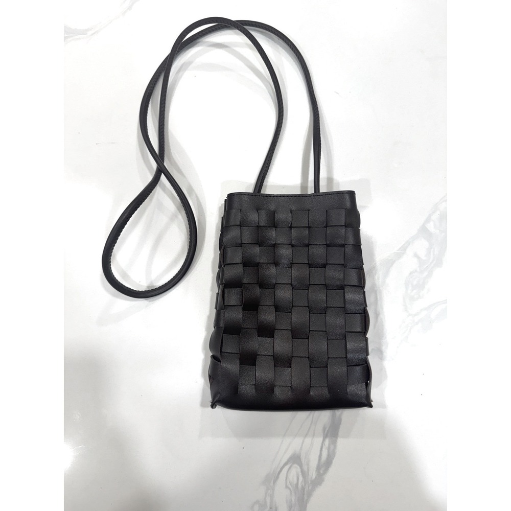 Vintage 90s Crossbody Bag Woven Cassette Small Dark Brown Women